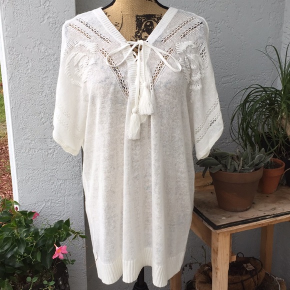 torrid Tops - Torrid lightweight white sweater with tassels top